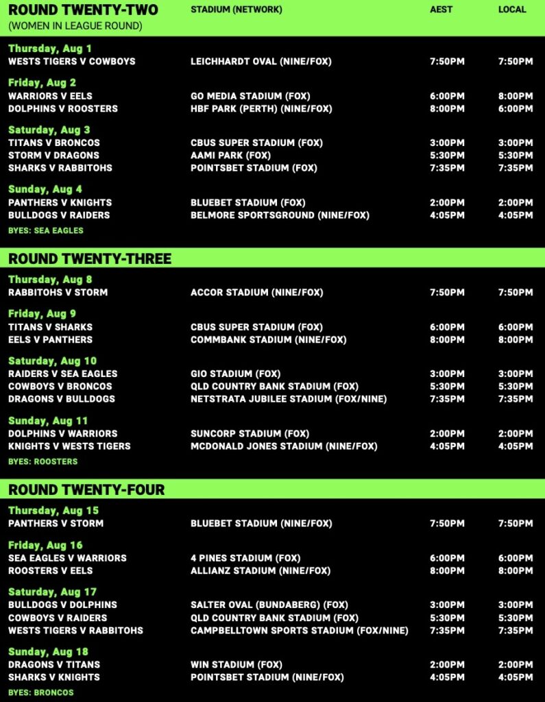 The 2024 NRL Draw – Every Game, Every Venue, Every Club! – League Freak ...